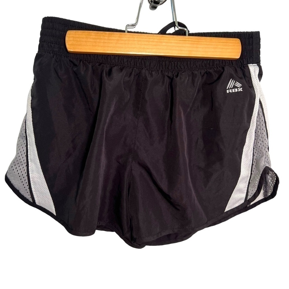 RBX Womens' Size Small Athletic Running Shorts Black Gray Mesh Side Style CR586